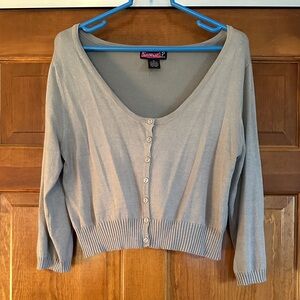 Say What? Gray Cropped Cardigan Sweater